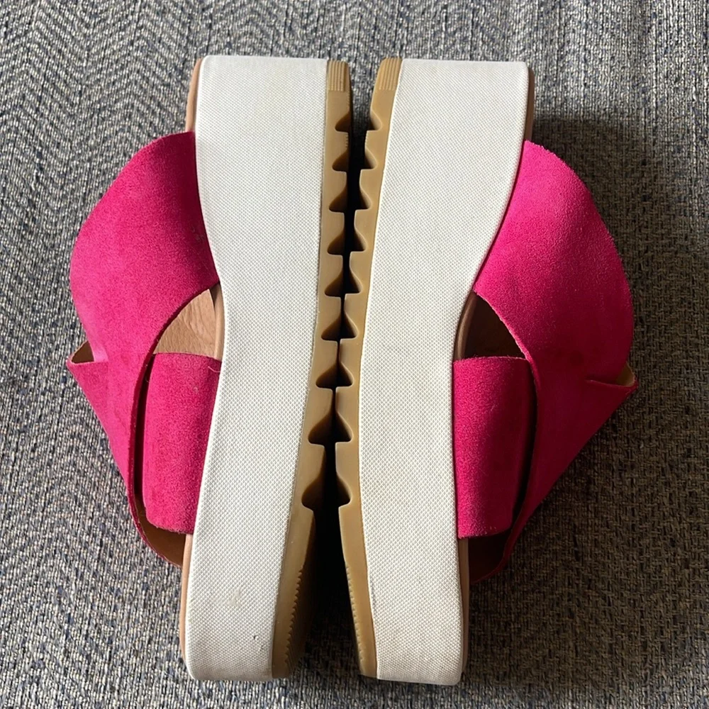 Sorel Pink Suede Platform Slide Sandals, 8